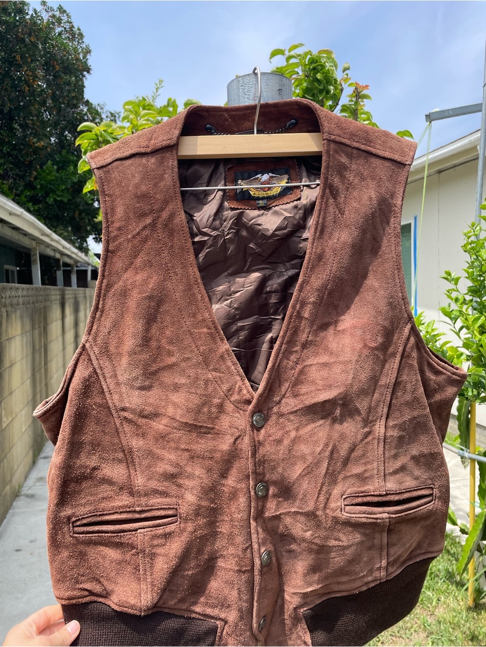 Vintage Harley  Davidson Suede Button-Front Vest